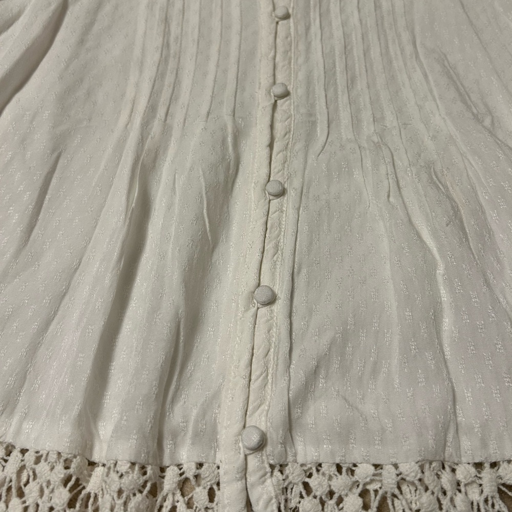 American Rag White Tie Front Ruffled Blouse - Picture 7 of 10